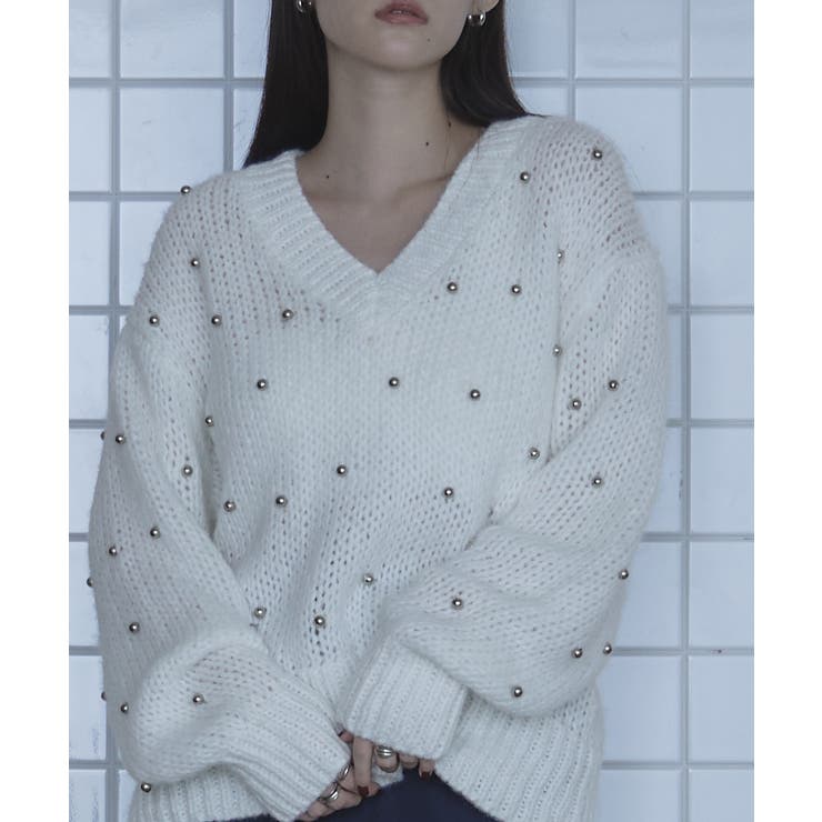 シルバービーズVネックニット【miette ミエット】 | titivate | 詳細画像8 