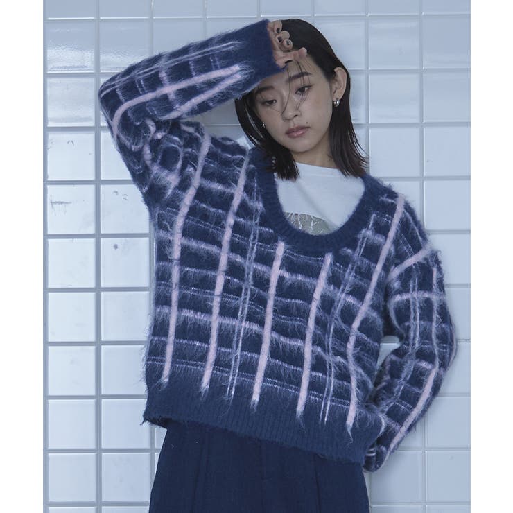 Uネックシャギーチェックニット【miette ミエット】 | titivate | 詳細画像12 