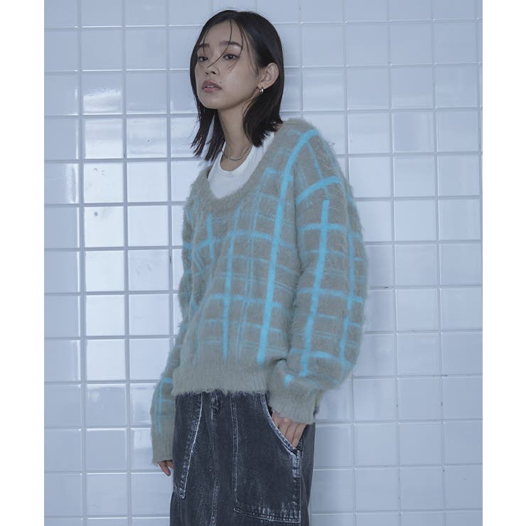 Uネックシャギーチェックニット【miette ミエット】 | titivate | 詳細画像15 