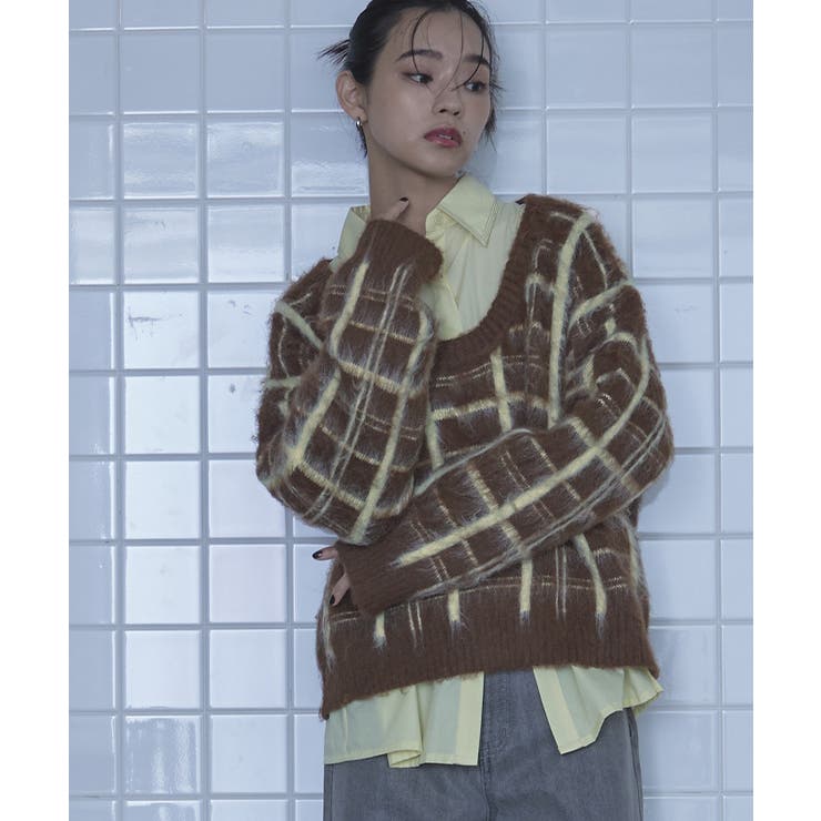 Uネックシャギーチェックニット【miette ミエット】 | titivate | 詳細画像16 