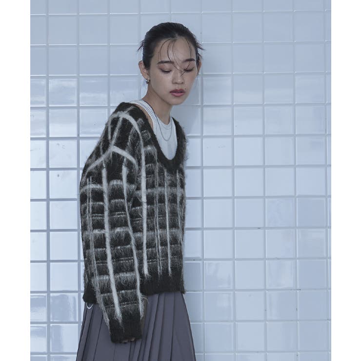 Uネックシャギーチェックニット【miette ミエット】 | titivate | 詳細画像19 