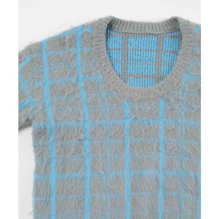 Uネックシャギーチェックニット【miette ミエット】 | titivate | 詳細画像2 