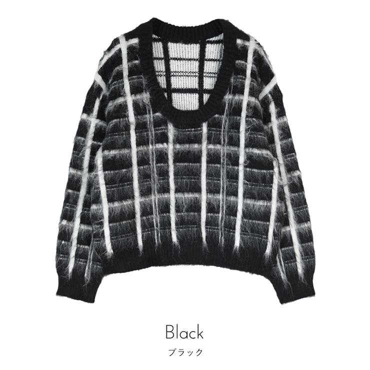 Uネックシャギーチェックニット【miette ミエット】 | titivate | 詳細画像7 