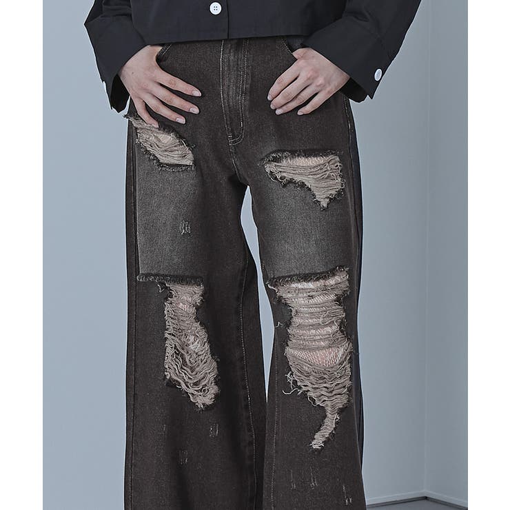 オーバーダイダメージデニムパンツ【miette ミエット】 | titivate | 詳細画像7 