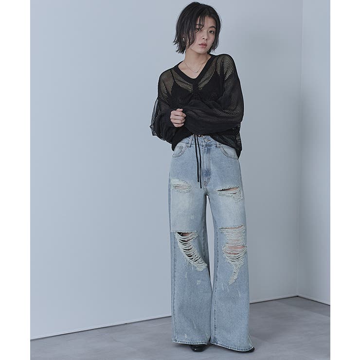 オーバーダイダメージデニムパンツ【miette ミエット】 | titivate | 詳細画像13 