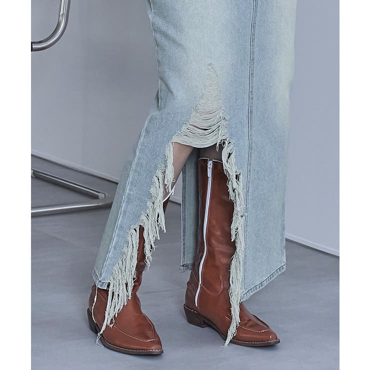 オーバーダイダメージデニムロングスカート【miette ミエット】 | titivate | 詳細画像6 