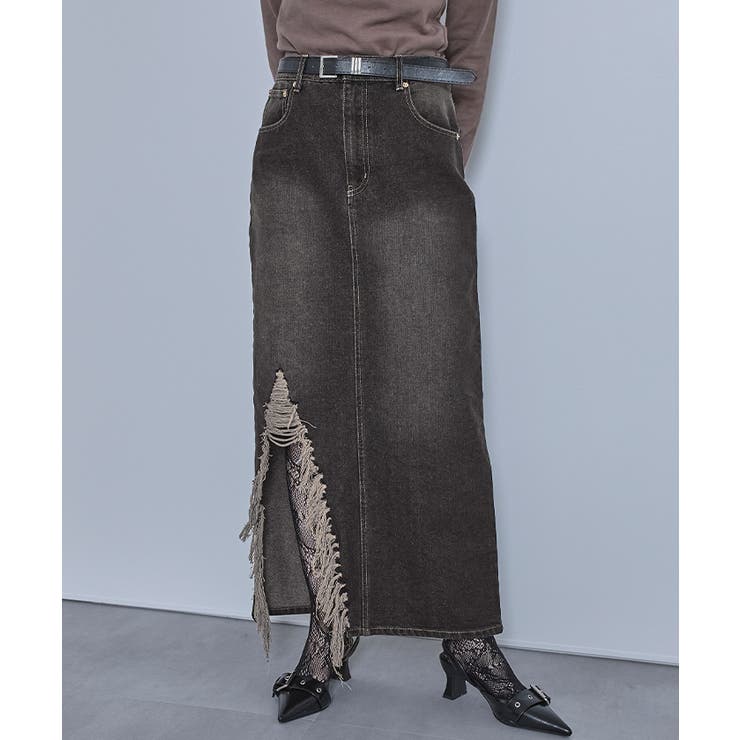 オーバーダイダメージデニムロングスカート【miette ミエット】 | titivate | 詳細画像13 