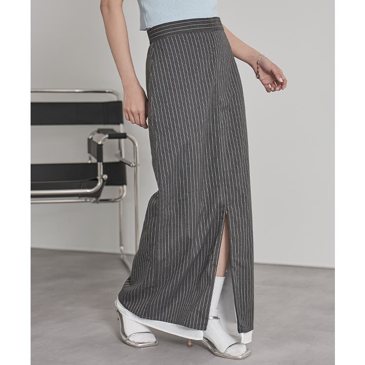 フロントファスナーストライプタイトスカート【miette ミエット】 | titivate | 詳細画像4 