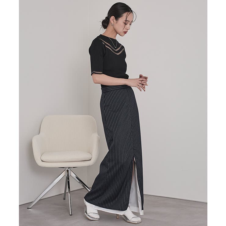 フロントファスナーストライプタイトスカート【miette ミエット】 | titivate | 詳細画像7 