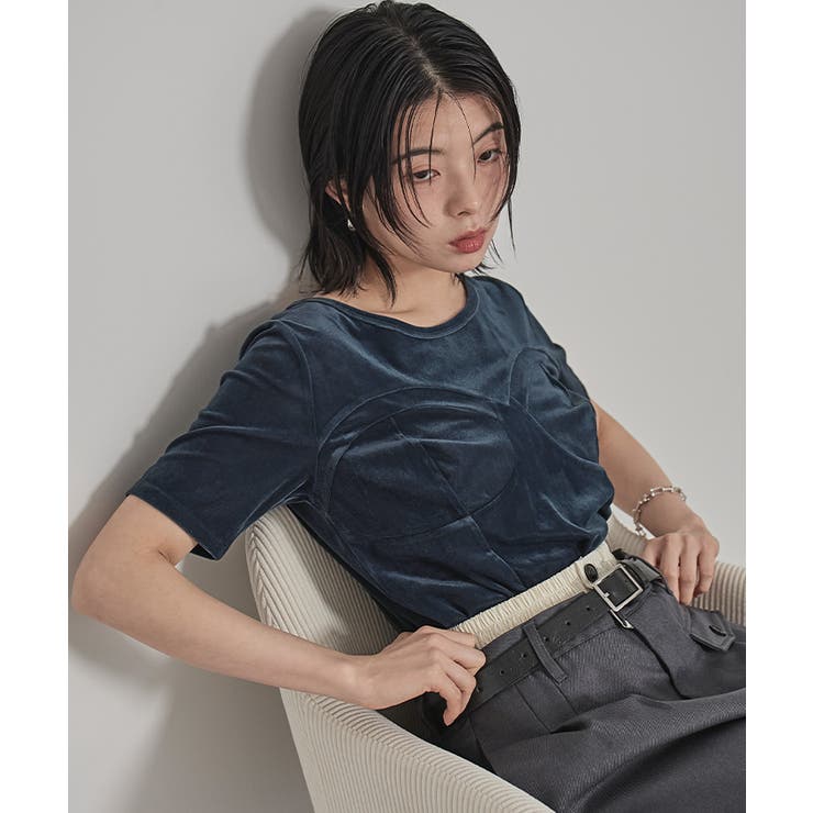ビスチェデザインシアーベロア半袖トップス【miette ミエット】 | titivate | 詳細画像3 