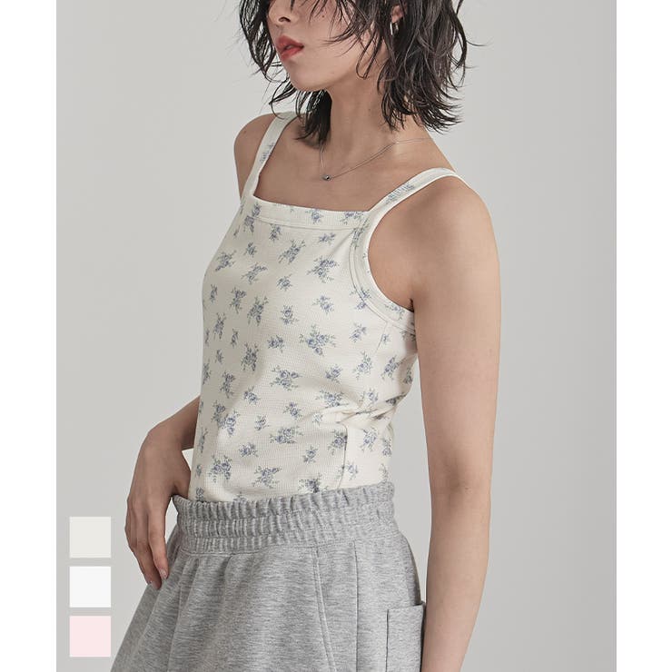 カップ付き小花柄サーマルキャミ【miette ミエット】 | titivate | 詳細画像1 