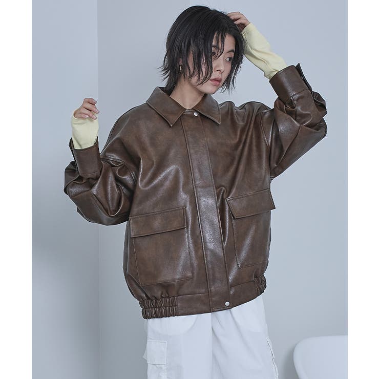 フェイクレザーステンカラービッグブルゾン【miette ミエット】 | titivate | 詳細画像14 