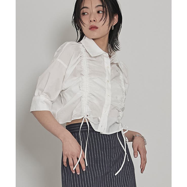 フロントシャーリング5分袖シャツ【miette ミエット】 | titivate | 詳細画像12 