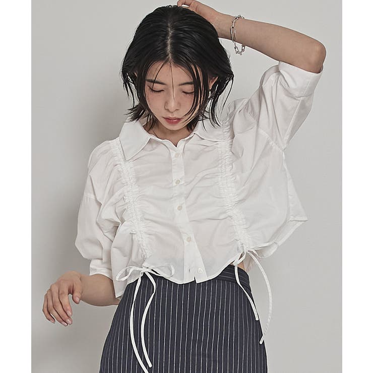 フロントシャーリング5分袖シャツ【miette ミエット】 | titivate | 詳細画像23 