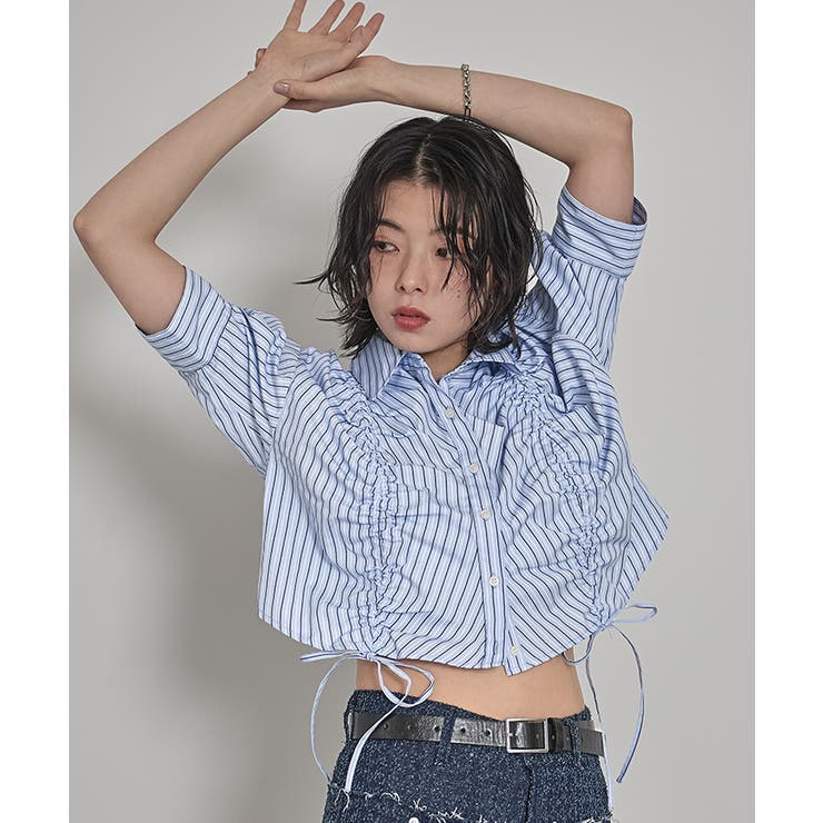 フロントシャーリング5分袖シャツ【miette ミエット】 | titivate | 詳細画像24 