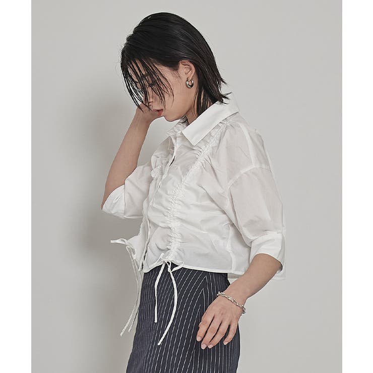 フロントシャーリング5分袖シャツ【miette ミエット】 | titivate | 詳細画像7 