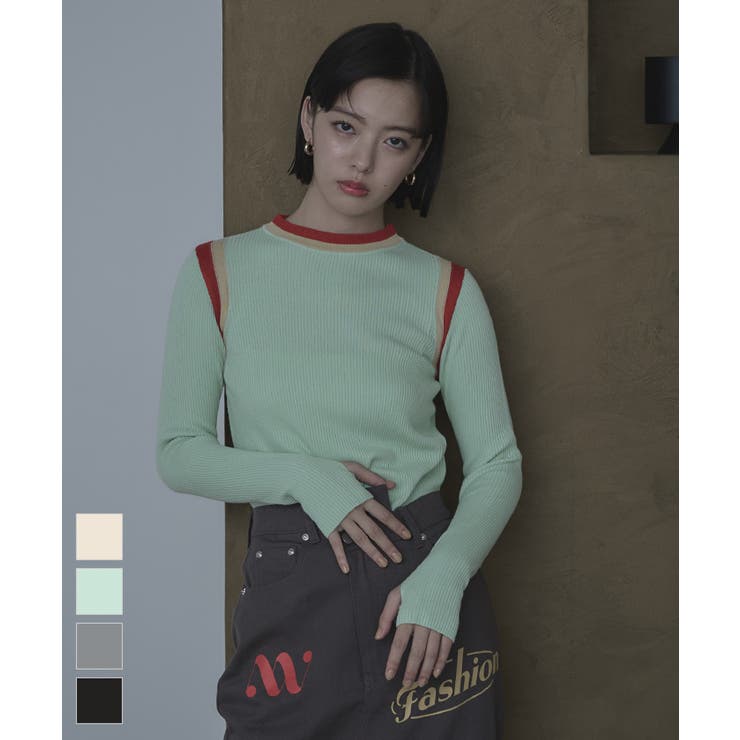 マルチカラーデザインリブニット【miette ミエット】 | titivate | 詳細画像1 