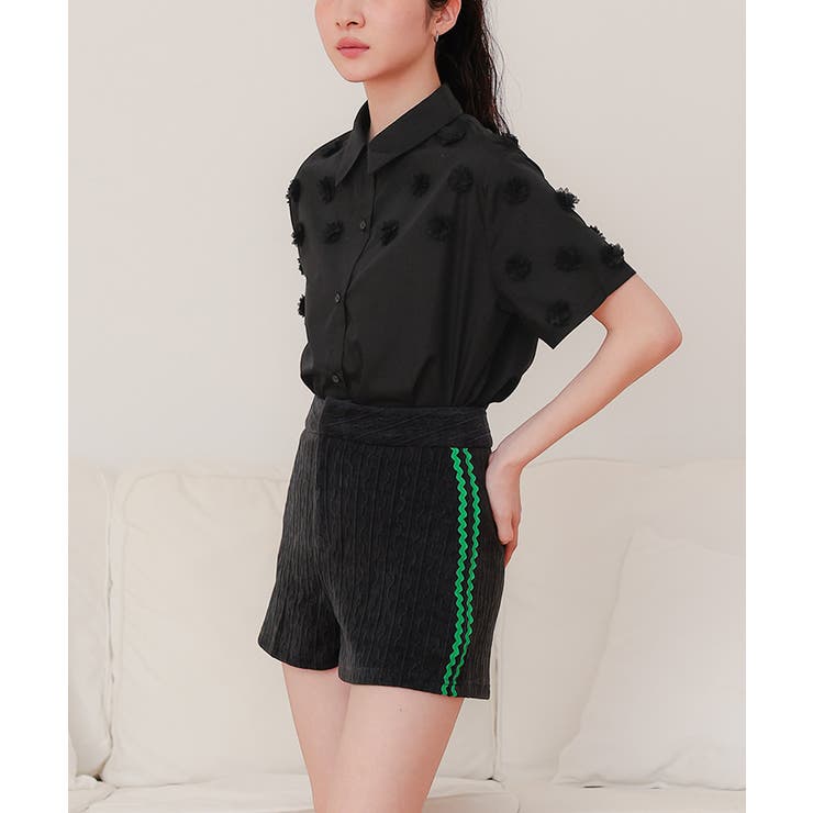 フラワーモチーフ半袖シャツ【miette ミエット】 | titivate | 詳細画像7 