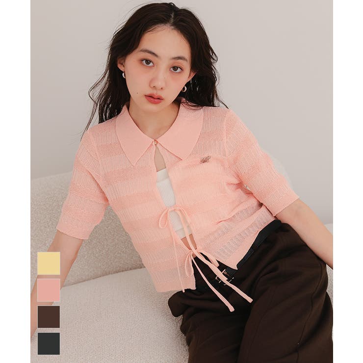 フロントリボンシアーニットトップス【miette ミエット】 | titivate | 詳細画像1 