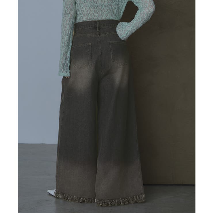 裾フリンジオーバーダイデニムワイドパンツ【miette ミエット】 | titivate | 詳細画像7 
