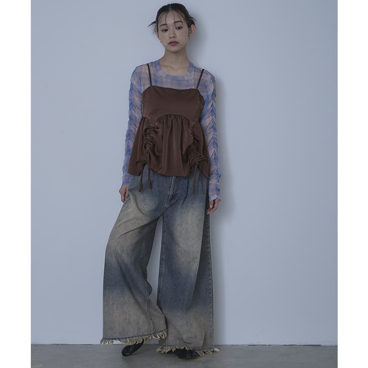 裾フリンジオーバーダイデニムワイドパンツ【miette ミエット】 | titivate | 詳細画像18 