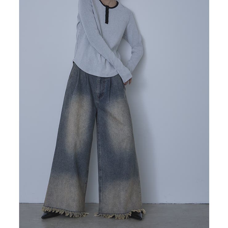 裾フリンジオーバーダイデニムワイドパンツ【miette ミエット】 | titivate | 詳細画像19 