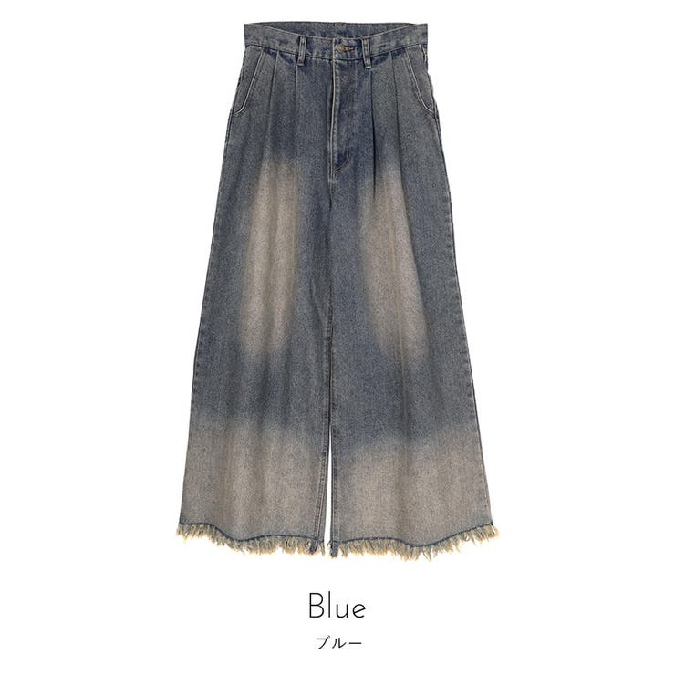裾フリンジオーバーダイデニムワイドパンツ【miette ミエット】 | titivate | 詳細画像4 