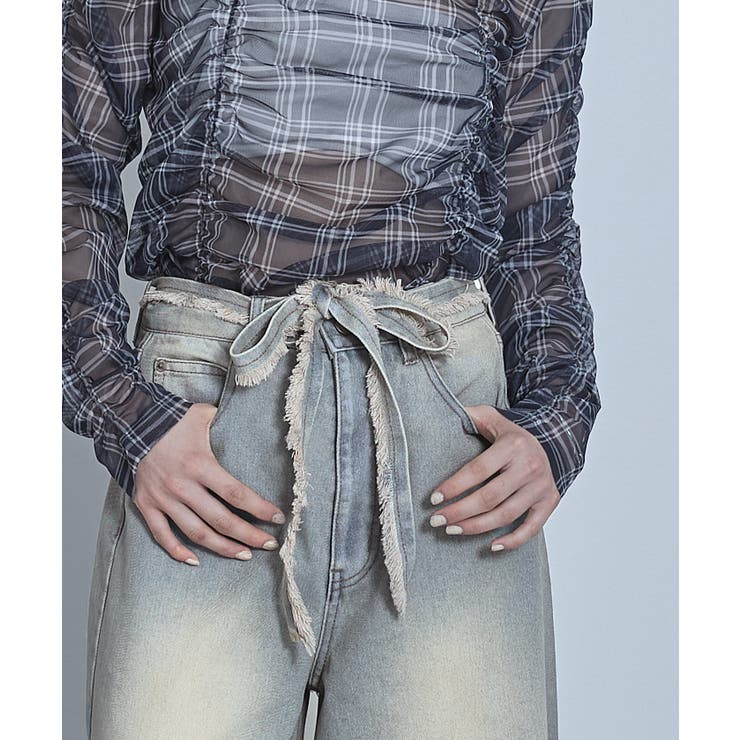 ウエストリボンカーブラインデニムパンツ【miette ミエット】 | titivate | 詳細画像6 