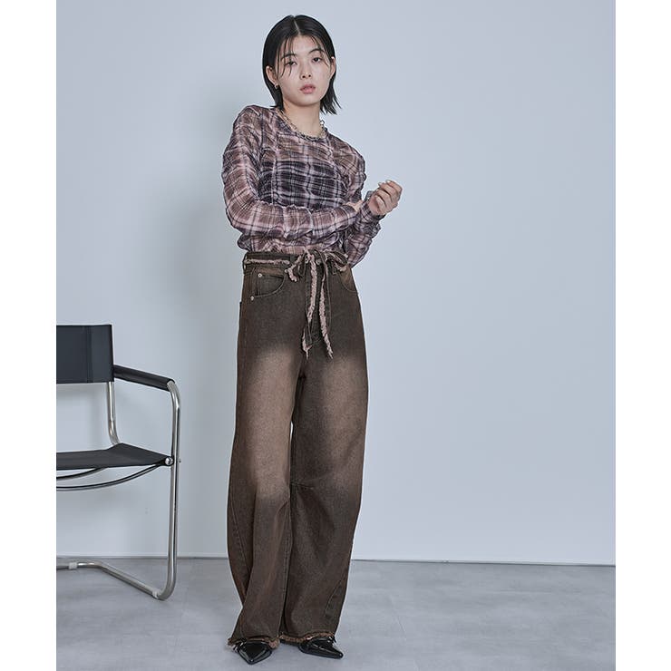 ウエストリボンカーブラインデニムパンツ【miette ミエット】 | titivate | 詳細画像8 