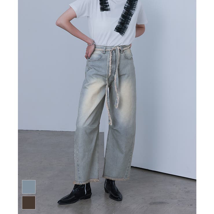 ウエストリボンカーブラインデニムパンツ【miette ミエット】 | titivate | 詳細画像1 