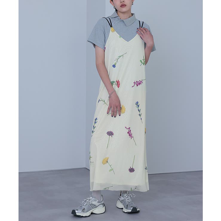 プリントチュールダブルストラップワンピース【miette ミエット】 | titivate | 詳細画像5 