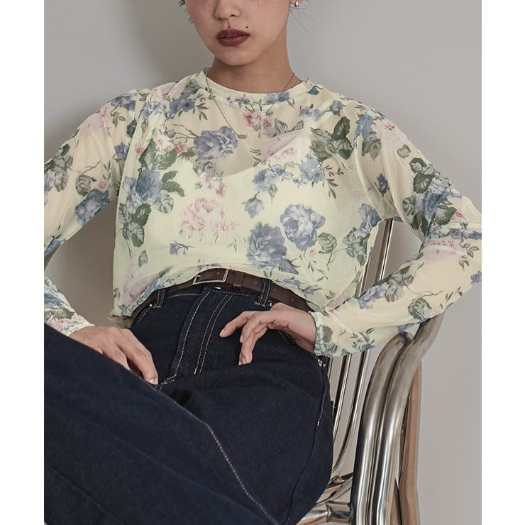 プリントチュールクルーネックトップス【miette ミエット】 | titivate | 詳細画像6 