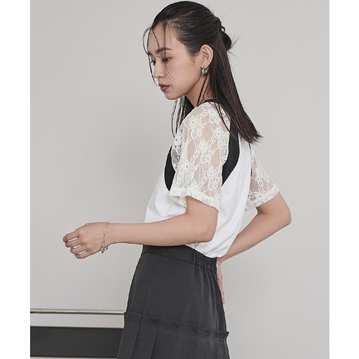 レースラグランスリーブVネックTシャツ【miette ミエット】 | titivate | 詳細画像7 