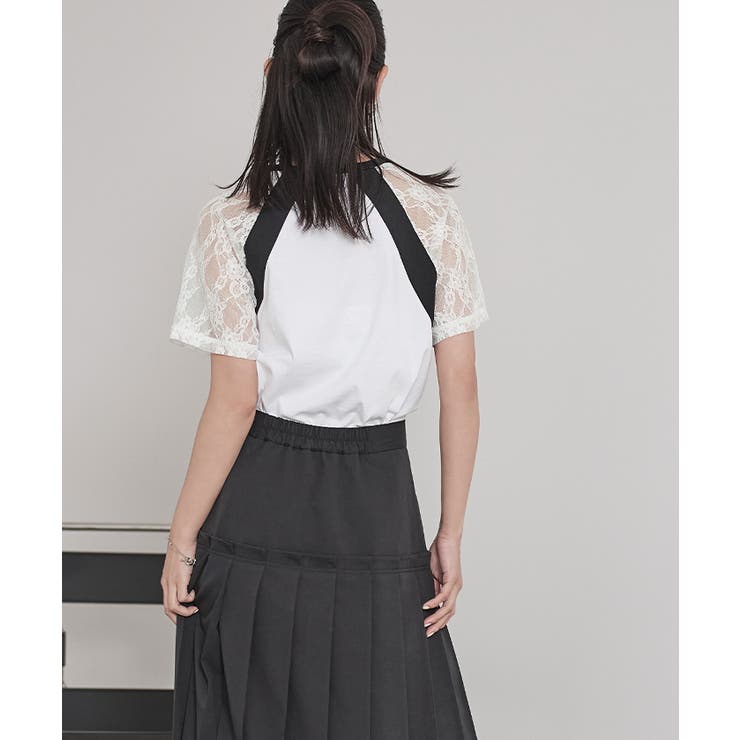 レースラグランスリーブVネックTシャツ【miette ミエット】 | titivate | 詳細画像8 