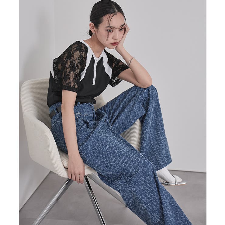 レースラグランスリーブVネックTシャツ【miette ミエット】 | titivate | 詳細画像14 