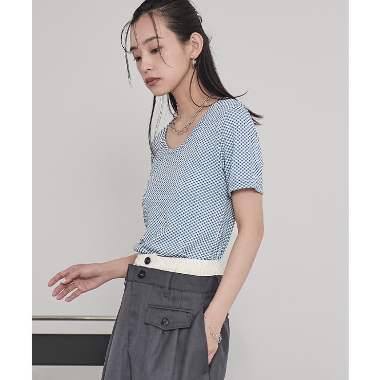 前後2wayギンガムチェック半袖トップス【miette ミエット】 | titivate | 詳細画像2 