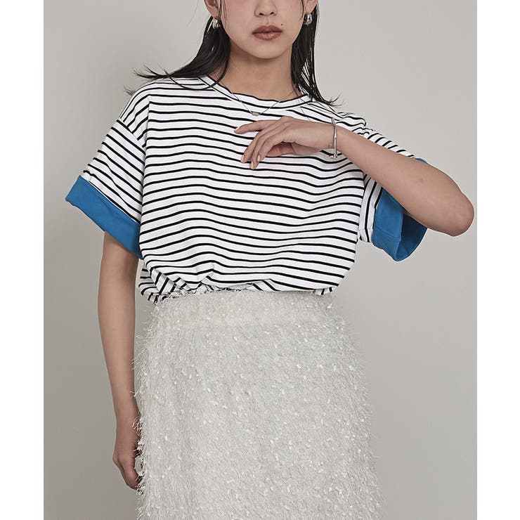 配色ロールアップTシャツ【miette ミエット】 | titivate | 詳細画像3 