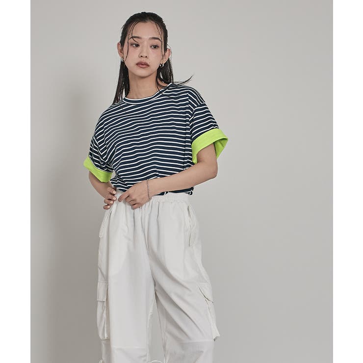 配色ロールアップTシャツ【miette ミエット】 | titivate | 詳細画像12 