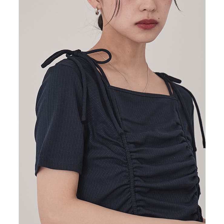 ドロストリボン半袖リブトップス【miette ミエット】 | titivate | 詳細画像3 