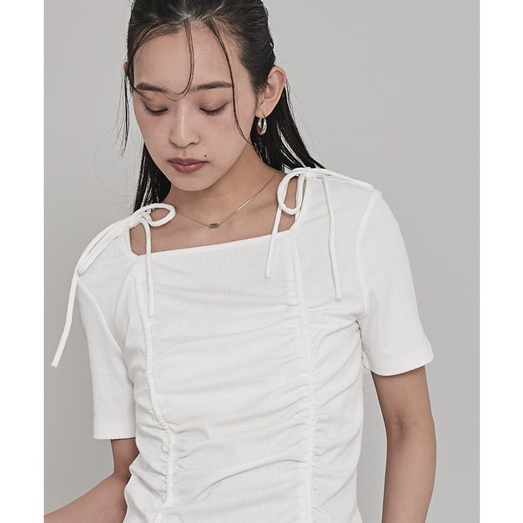 ドロストリボン半袖リブトップス【miette ミエット】 | titivate | 詳細画像8 