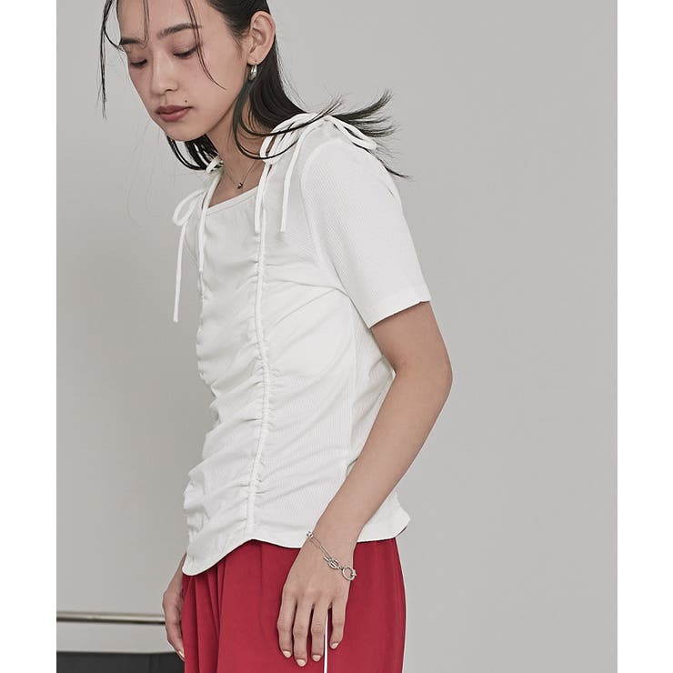 ドロストリボン半袖リブトップス【miette ミエット】 | titivate | 詳細画像10 