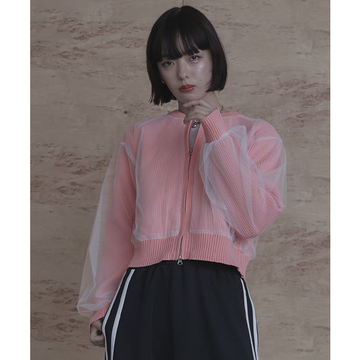 チュールドッキングダブルジップカーディガン【miette ミエット】 | titivate | 詳細画像7 