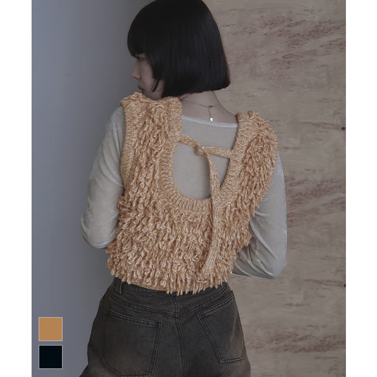 バックベルトループニットベスト【miette ミエット】 | titivate | 詳細画像1 