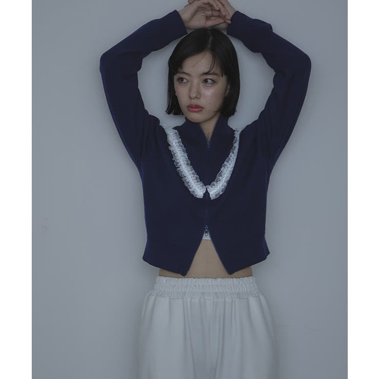 レースフリルダブルジップカーディガン【miette ミエット】 | titivate | 詳細画像2 