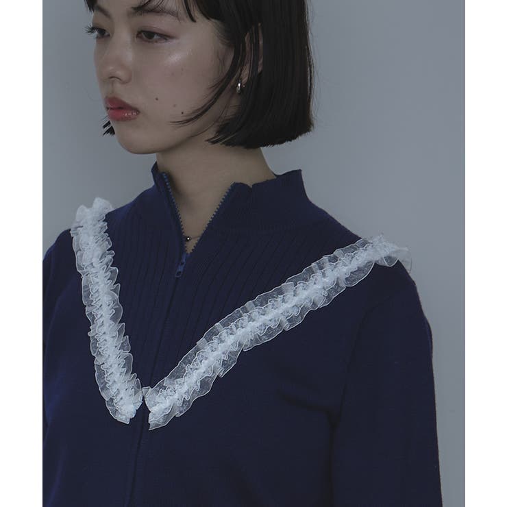 レースフリルダブルジップカーディガン【miette ミエット】 | titivate | 詳細画像4 