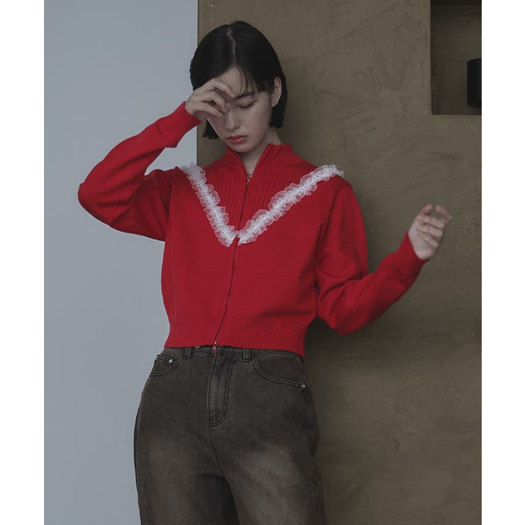 レースフリルダブルジップカーディガン【miette ミエット】 | titivate | 詳細画像6 