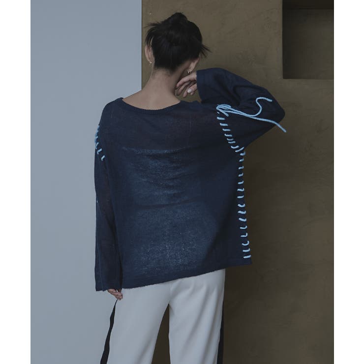 配色ステッチボートネックシアーニット【miette ミエット】 | titivate | 詳細画像24 