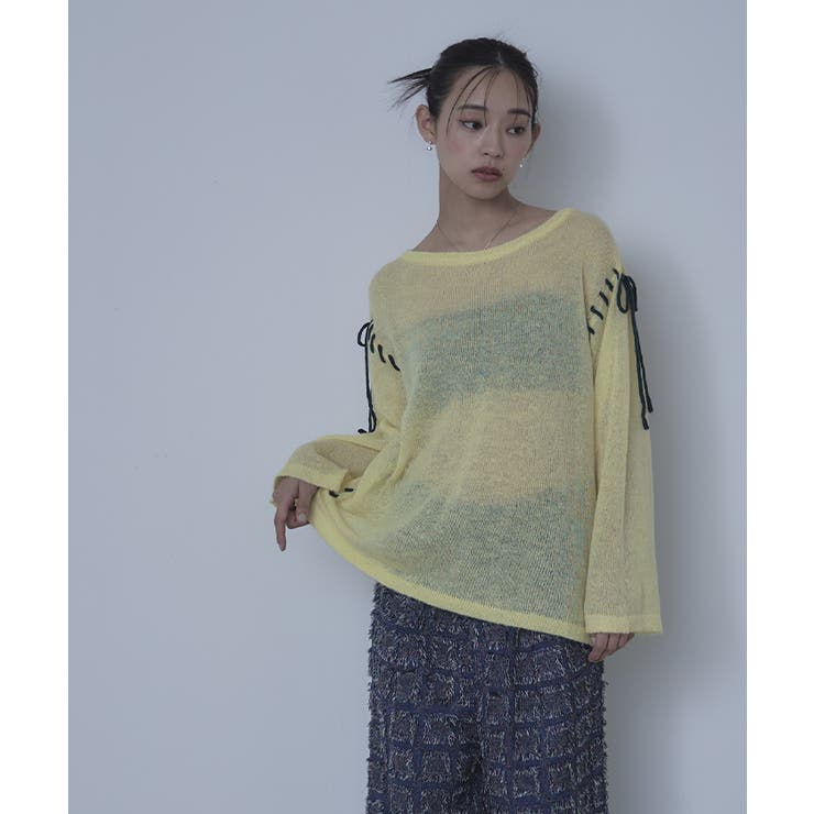 配色ステッチボートネックシアーニット【miette ミエット】 | titivate | 詳細画像25 