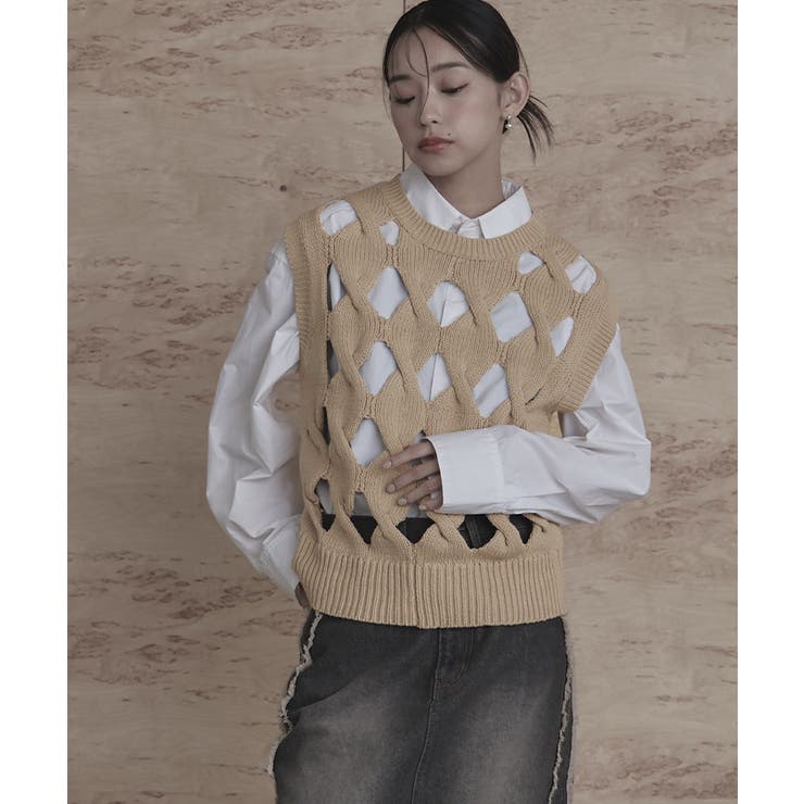 スラッシュケーブルニットベスト【miette ミエット】 | titivate | 詳細画像25 