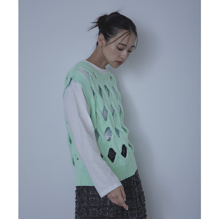 スラッシュケーブルニットベスト【miette ミエット】 | titivate | 詳細画像3 